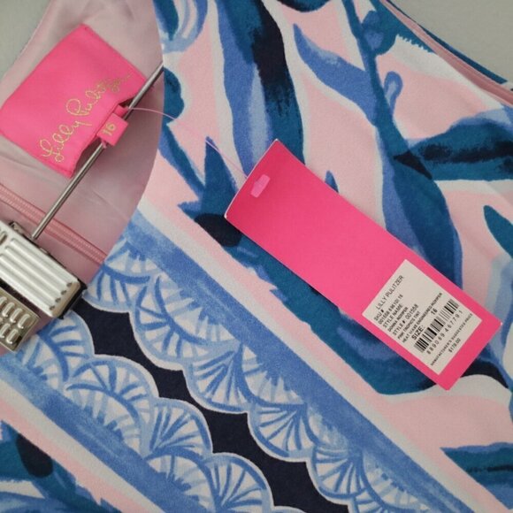 NWT Lilly Pulitzer Donna Engineered Romper Size 16 Blue Pink Tropics Tint Print - Picture 4 of 11